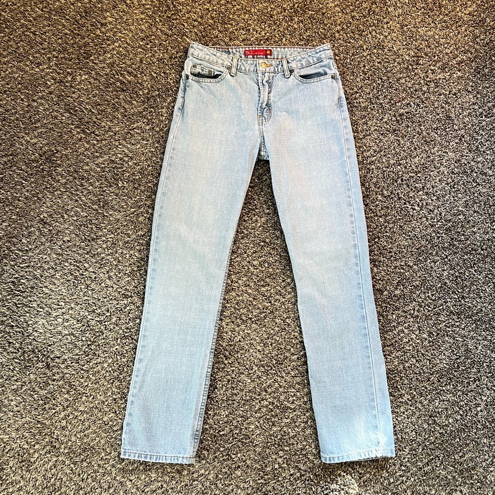 SO Y2K Women's Straight Leg Light-wash Blue Jeans Casual Western Grunge